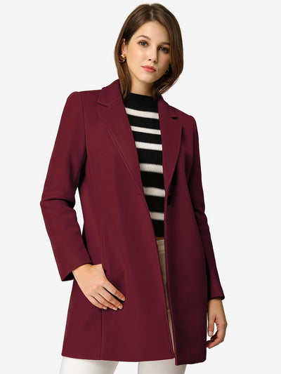 Notched Lapel Long Sleeve Buttoned Pea Coat