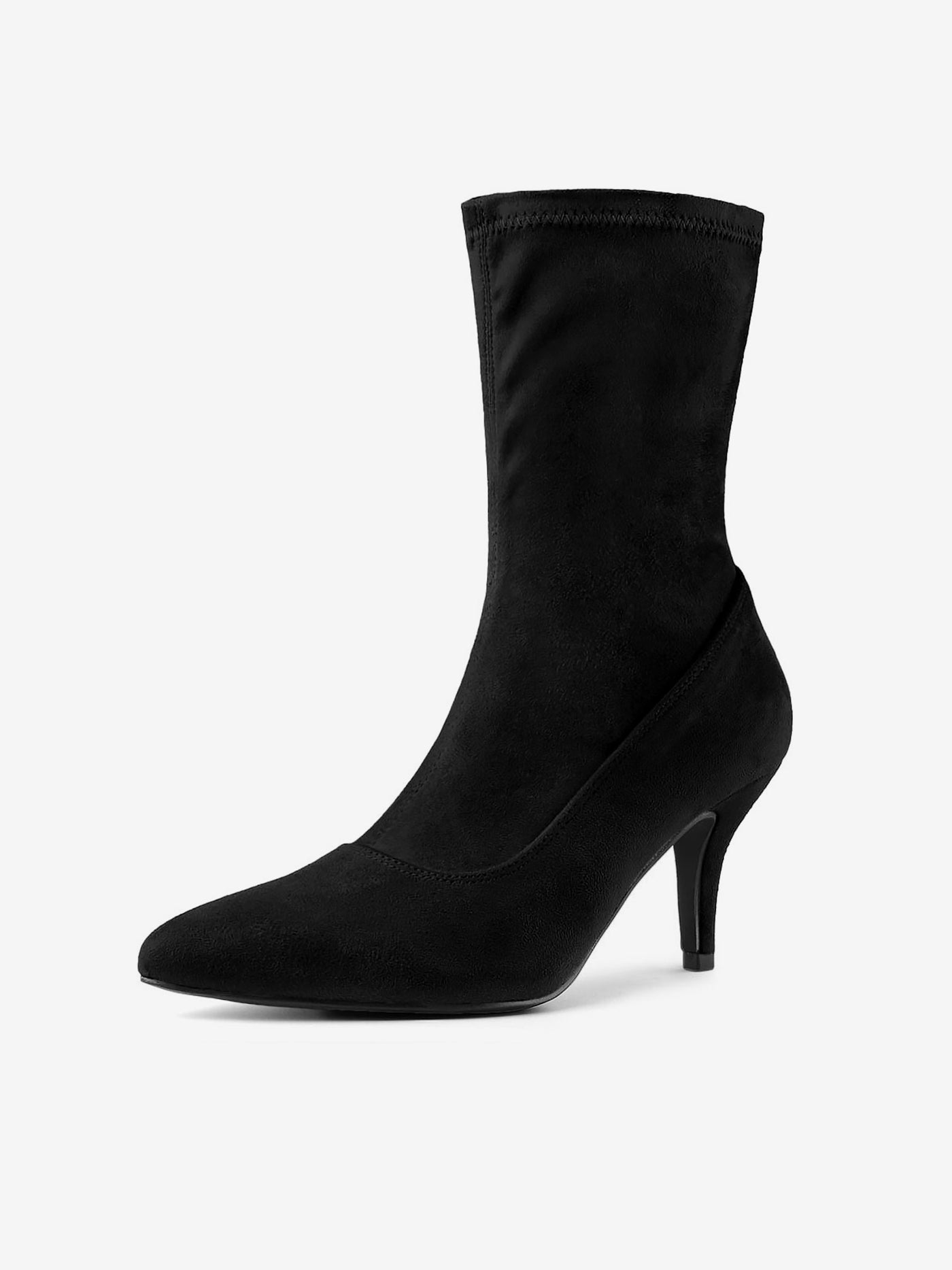 Allegra K Pointy Toe Stretch Sock Stiletto Heel Ankle Boots