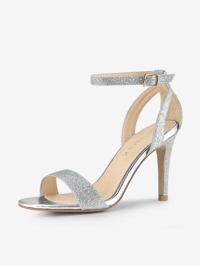 Glitter Ankle Strap Stiletto High Heel Sandals