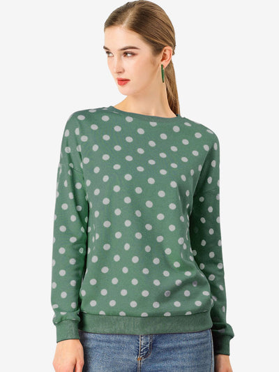 Winter Knitted Pullover Sweatshirt Long Sleeve Polka Dot Sweater