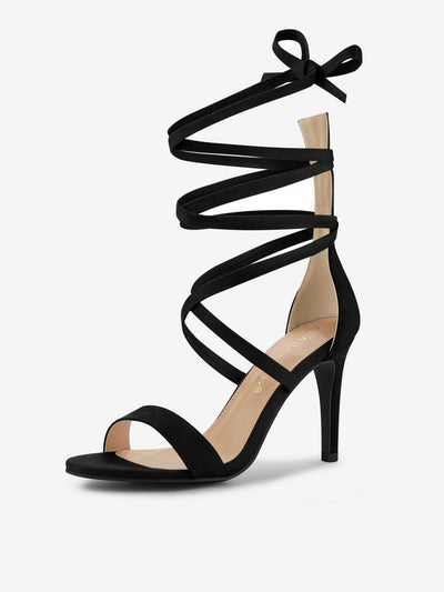 Open Toe Stiletto Heel Lace Up Ankle Strap Sandals