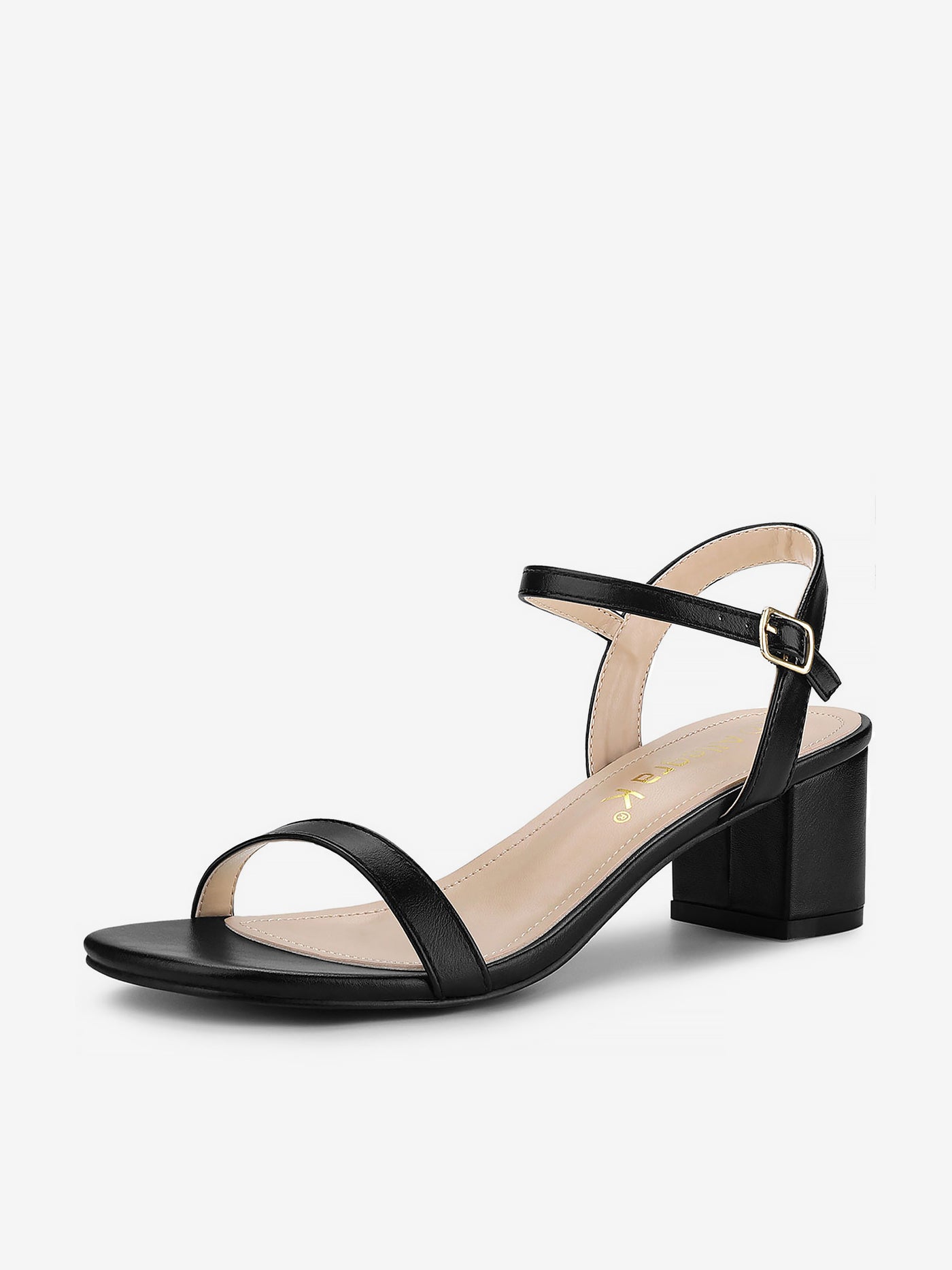 Allegra K Square Open Toe Slingback Buckle Chunky Heel Sandals