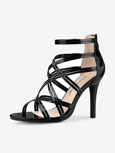 Open Toe Strappy Stiletto Heel Lace Up Sandals