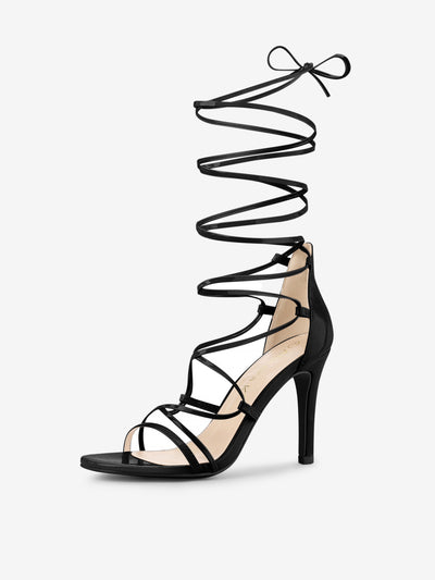 Strappy Straps Lace Up Stiletto Heel Sandals