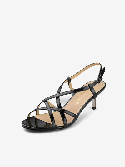 Slingback Strappy Buckle Kitten Heel Sandals