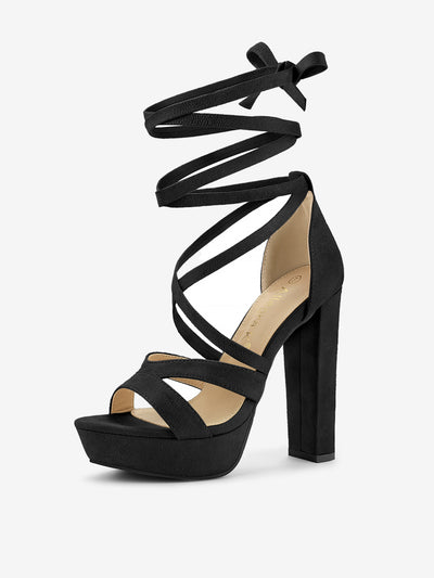 Lace Up Platform Chunky High Heel Sandals