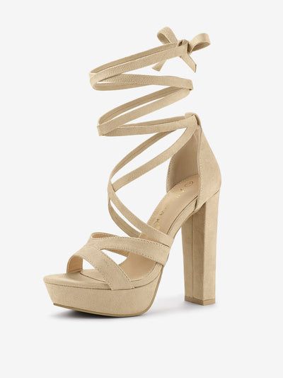 Lace Up Platform Chunky High Heel Sandals