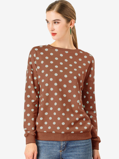 Winter Knitted Pullover Sweatshirt Long Sleeve Polka Dot Sweater