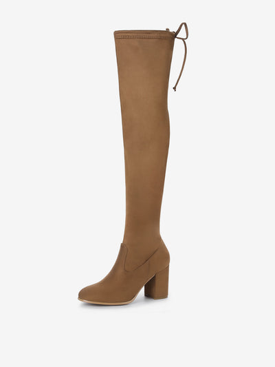 Round Toe Chunky Heel Over the Knee High Boots