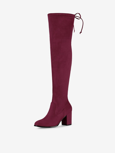 Round Toe Chunky Heel Over the Knee High Boots