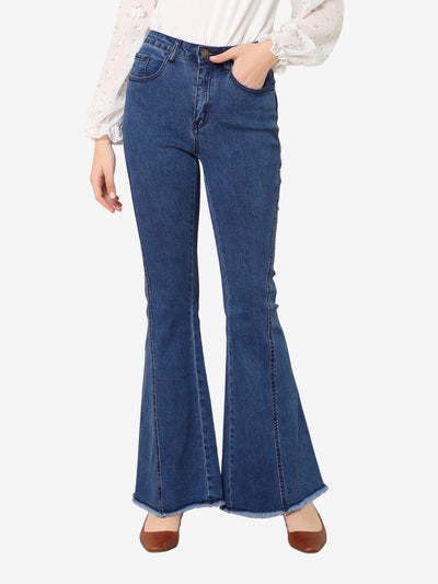 High Waist Stretch Denim Long Bell Pants Flare Jeans