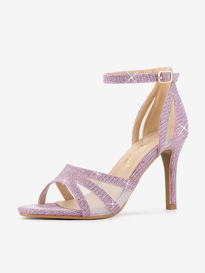 Glitter Ankle Strap Stiletto Heel Sandal