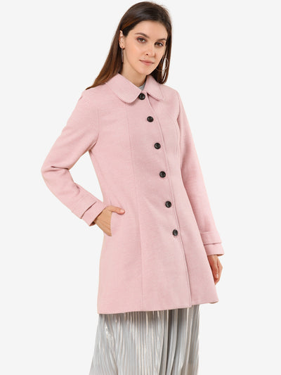 Peter Pan Collar Single Breasted Overcoat Winter Pea Coat