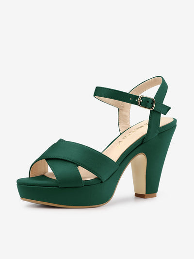 Platform Chunky Heel Ankle Strap Slingback Sandals