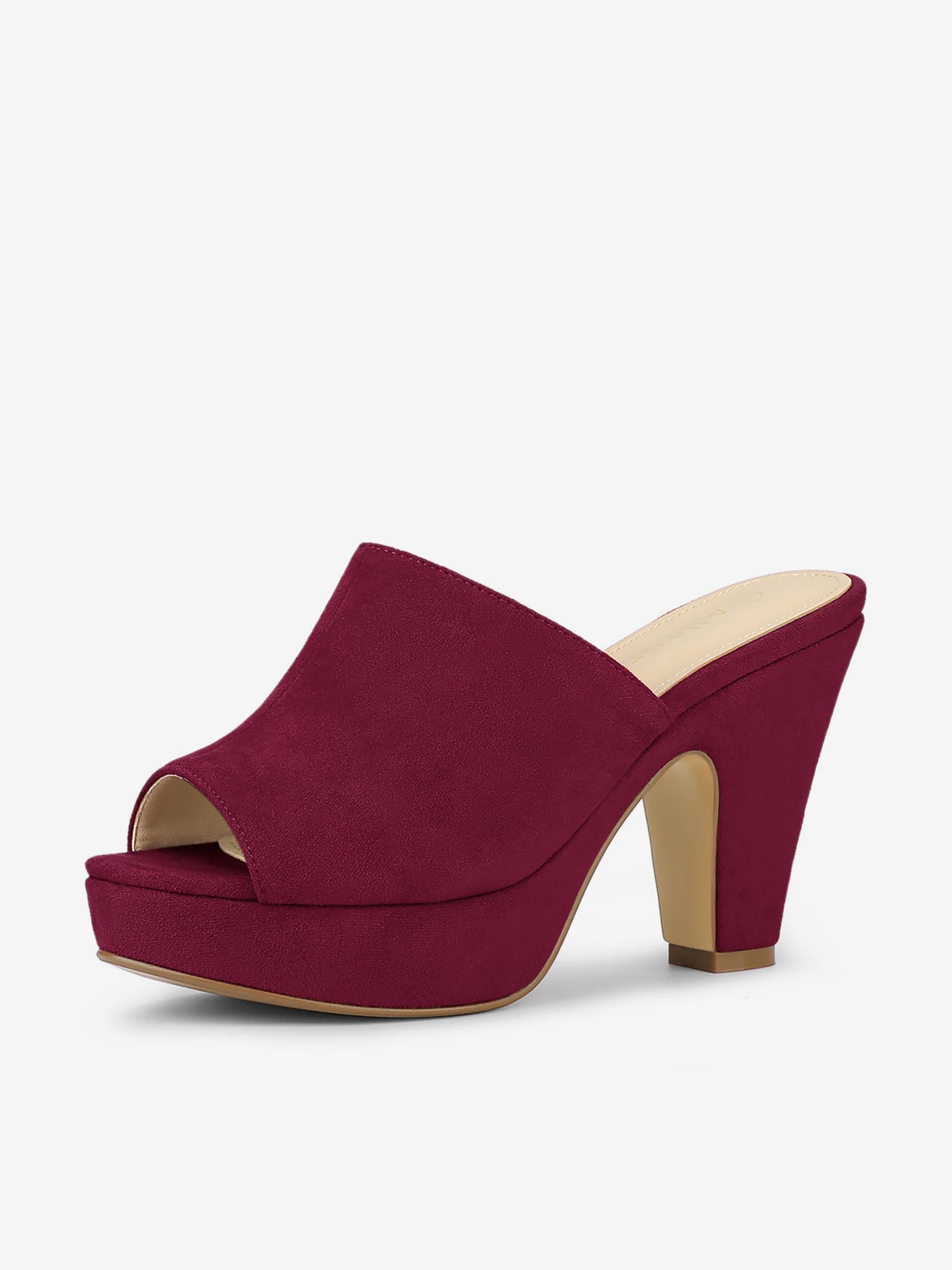 Allegra K Faux Suede Open Toe Platform Chunky Heel Slide Sandals