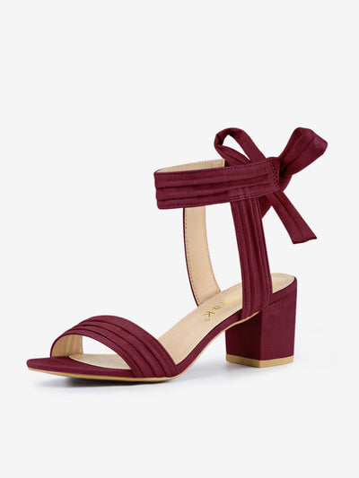 Open Toe Ankle Tie Back Block Heel Sandals