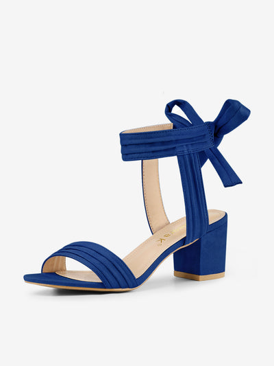 Open Toe Ankle Tie Back Block Heel Sandals