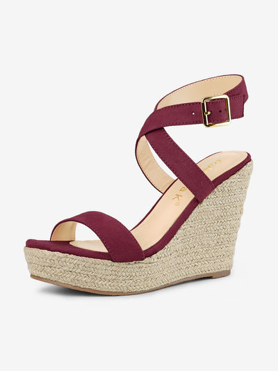 Slingback Crisscross Espadrille Wedges Heel Sandals