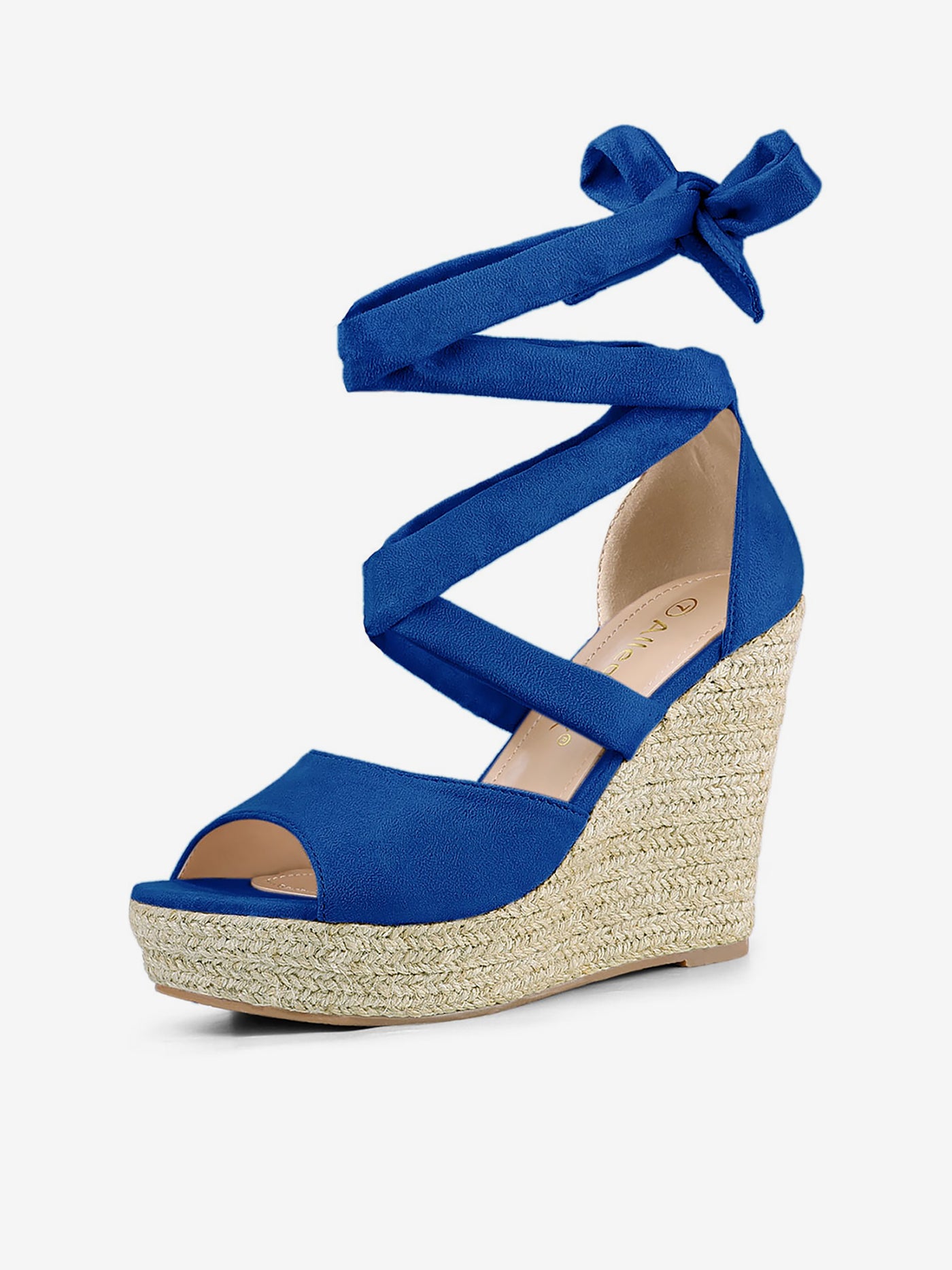 Allegra K Faux Suede Lace Up Espadrille Wedge Heel Sandals