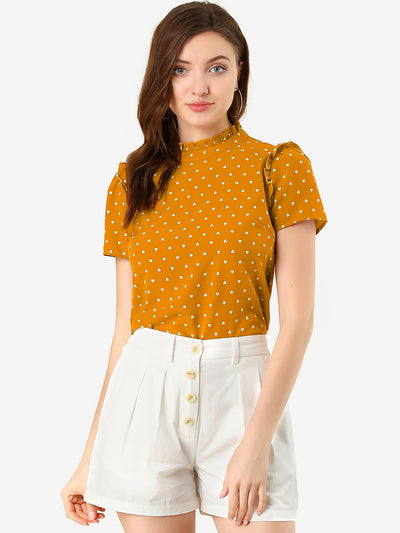 Ruffled Retro Short Sleeve Office Polka Dots Blouse Tops