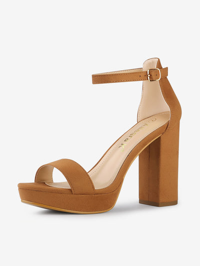 Faux Suede Ankle Strap Platform Chunky Heel Sandals