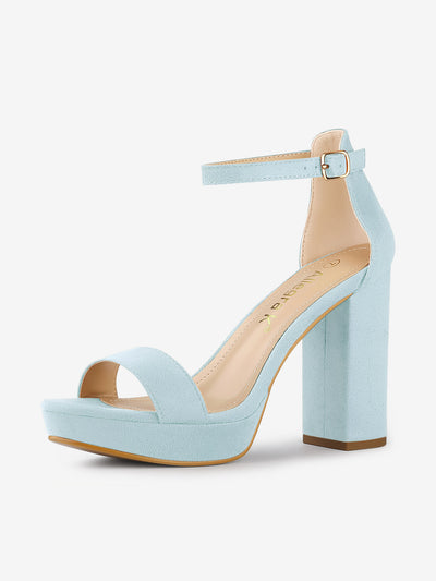 Faux Suede Ankle Strap Platform Chunky Heel Sandals