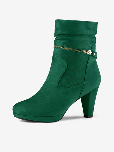 Ankle Zip Platform High Heel Mid Calf Boots