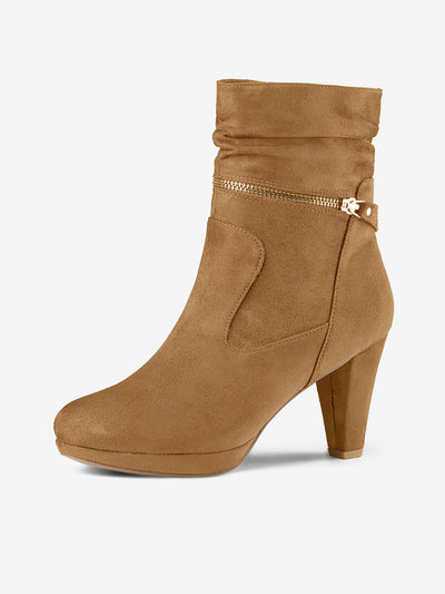 Ankle Zip Platform High Heel Mid Calf Boots