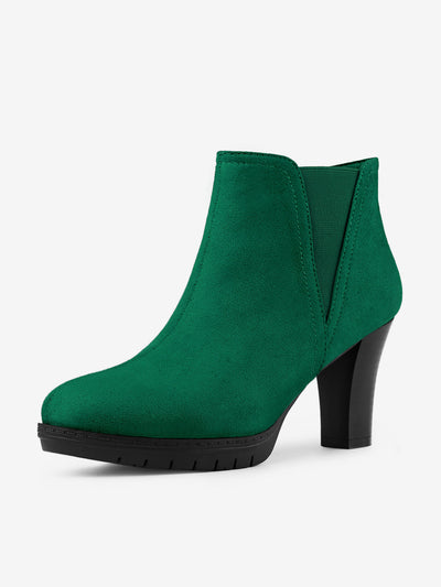 Round Toe Block Heel Chelsea Ankle Boots