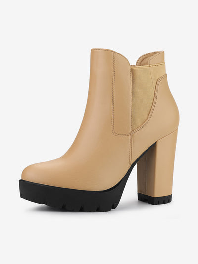 Chunky High Heel Platform Zipper Chelsea Boots