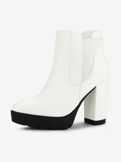 Chunky High Heel Platform Zipper Chelsea Boots