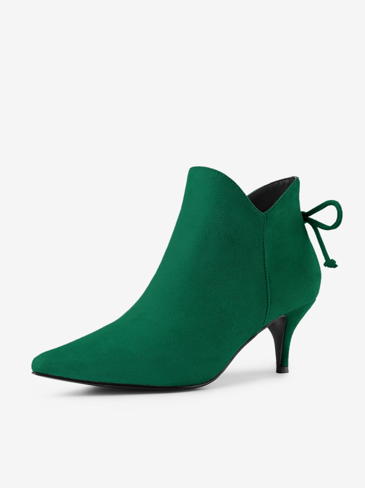 Allegra K Pointed Toe Kitten Heel Ankle Booties