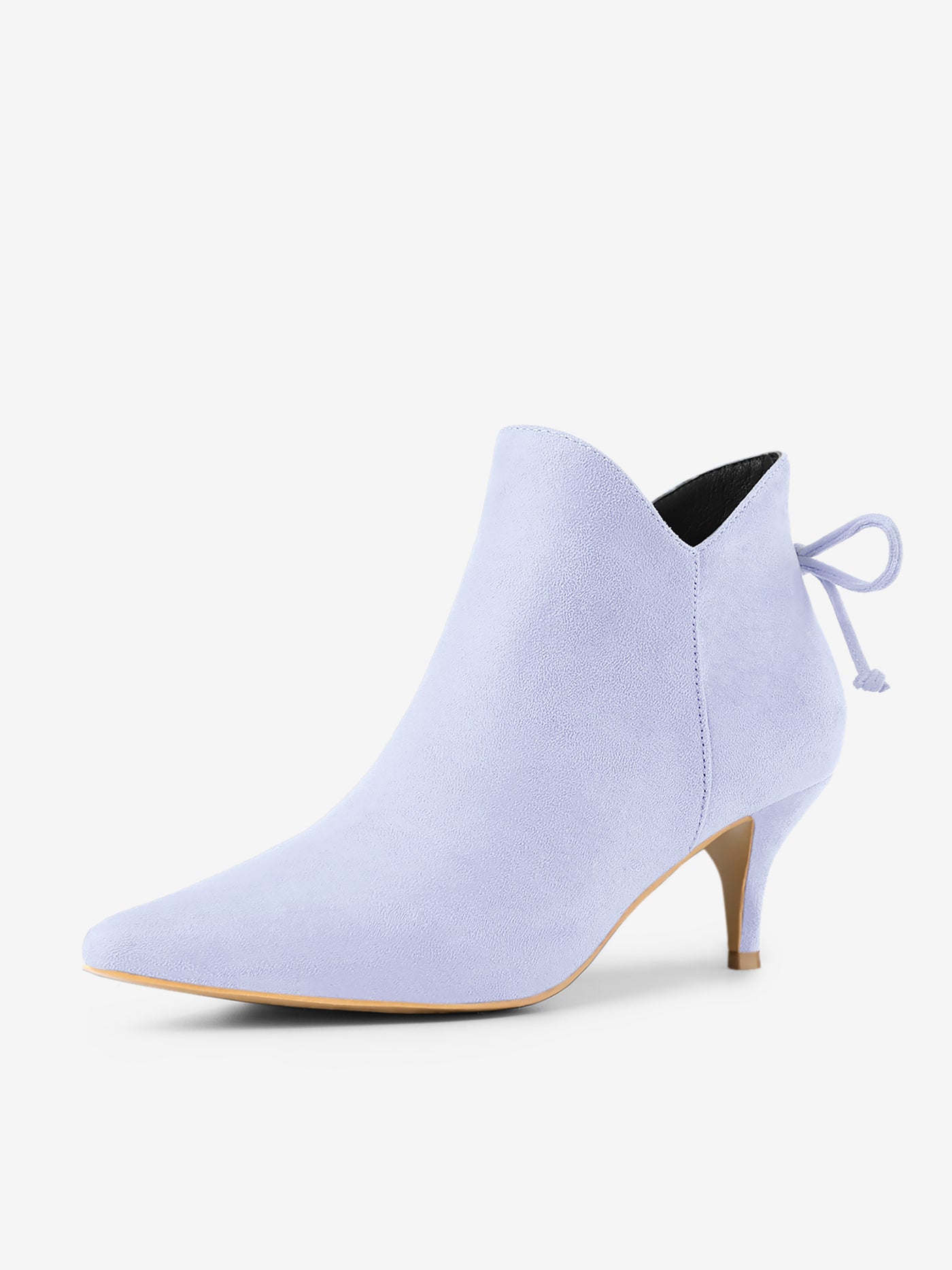 Allegra K Pointed Toe Kitten Heel Ankle Booties