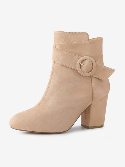 Round Toe Block Heel Boots Ankle Booties