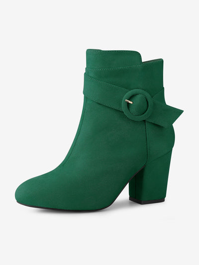 Round Toe Block Heel Boots Ankle Booties