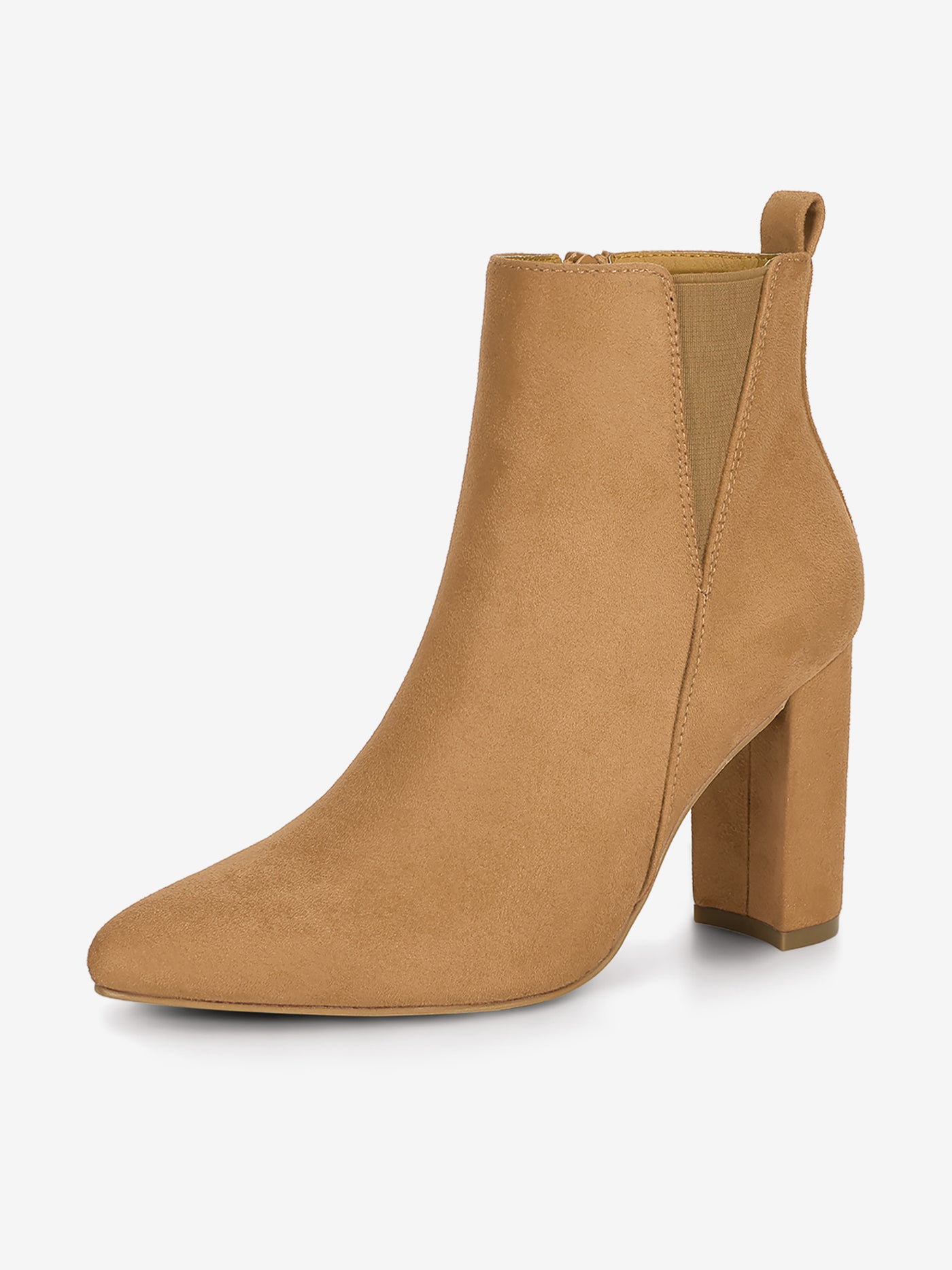 Allegra K Pointed Toe Zipper Block Heel Ankle Chelsea Boots