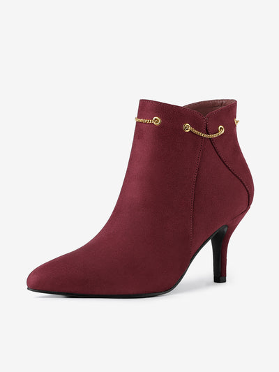 Allegra K Pointed Toe Side Zip Stiletto Heel Ankle Booties