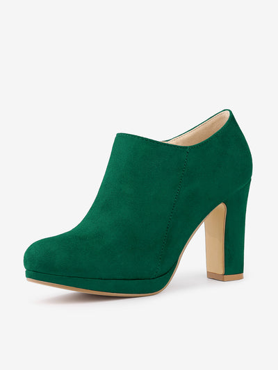 Platform Round Toe Chunky Heel Ankle Booties