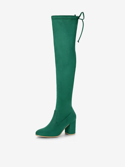 Round Toe Chunky Heel Over the Knee High Boots