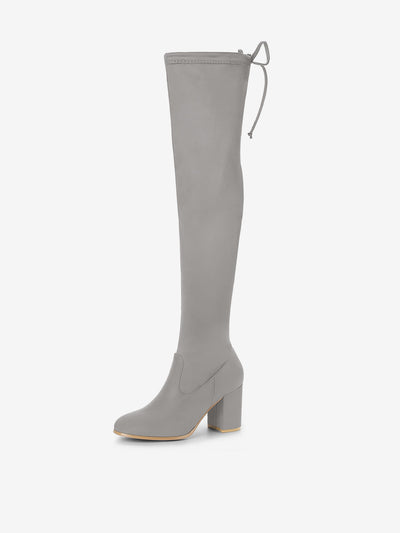 Round Toe Chunky Heel Over the Knee High Boots