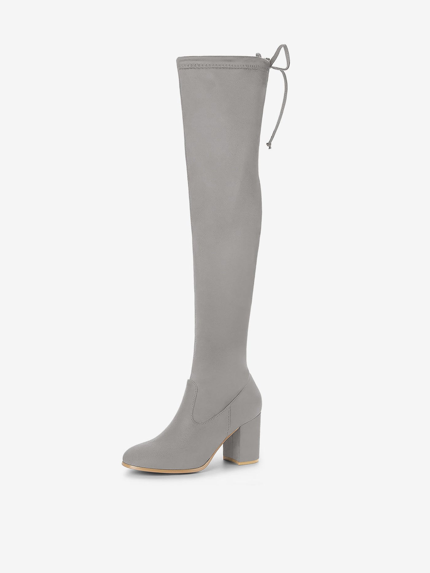 Allegra K Round Toe Chunky Heel Over the Knee High Boots