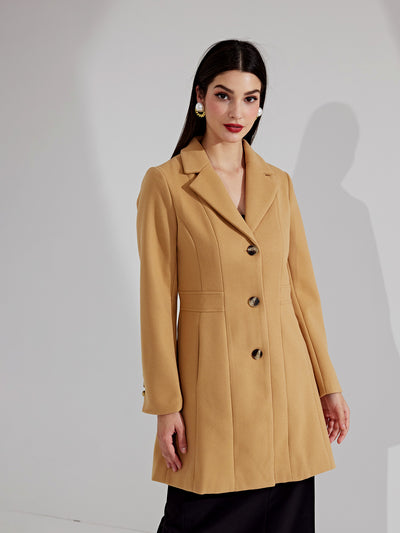 Single Breasted Notched Lapel Outerwear Winter Coats