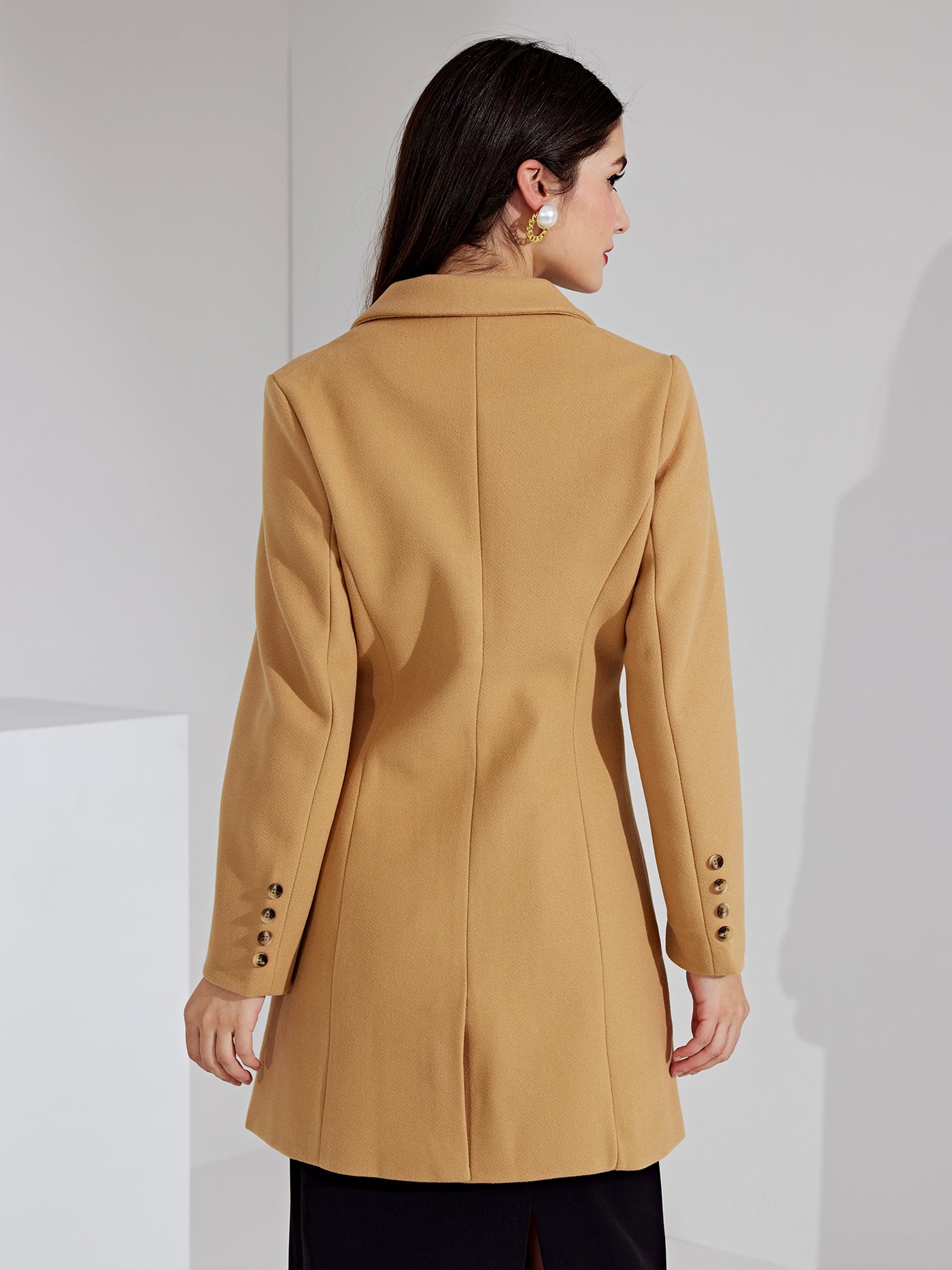 Allegra K Single Breasted Notched Lapel Outerwear Winter Coats