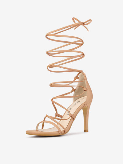 Strappy Straps Lace Up Stiletto Heel Sandals