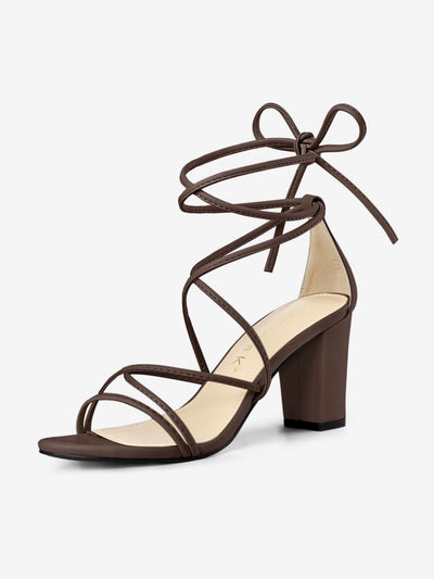 Lace Up Strappy Straps Chunky Heel Sandals