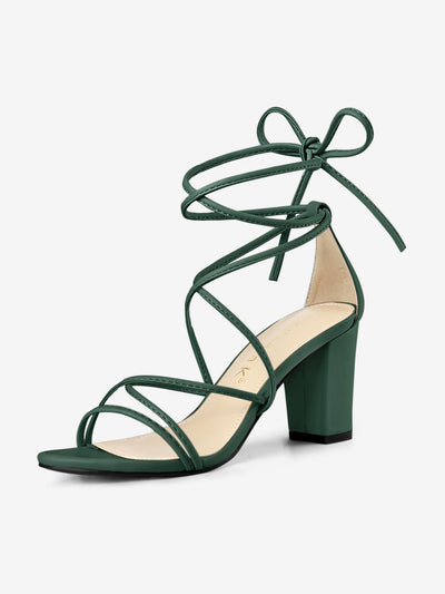 Lace Up Strappy Straps Chunky Heel Sandals