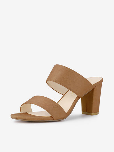 Opened Toe Block Heel Slide Sandals