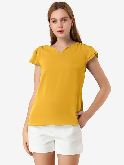 Solid Casual Plain Cap Sleeve Blouse Top