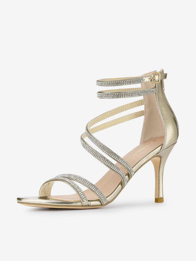 Ankle Strap Rhinestone Stiletto Heel Sandals