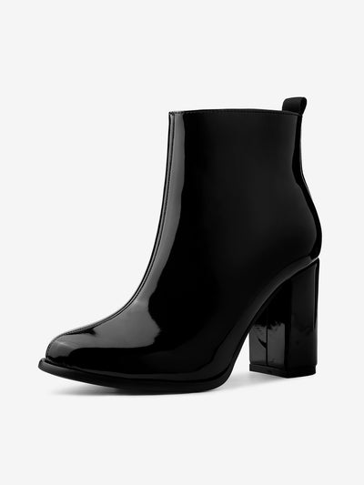 Round Toe Zipper Chunky Heel Ankle Boots